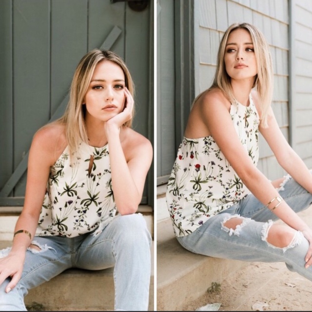 LAST ONE! Ivory Tank with Blossoms